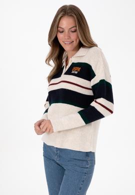 Kadın Beyaz Polo Yaka Kazak - 50309587003