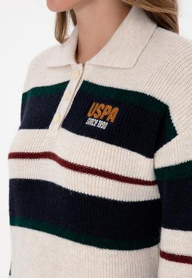 Kadın Beyaz Polo Yaka Kazak - 50309587003