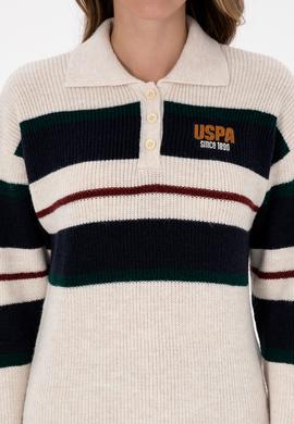 Kadın Beyaz Polo Yaka Kazak - 50309587003