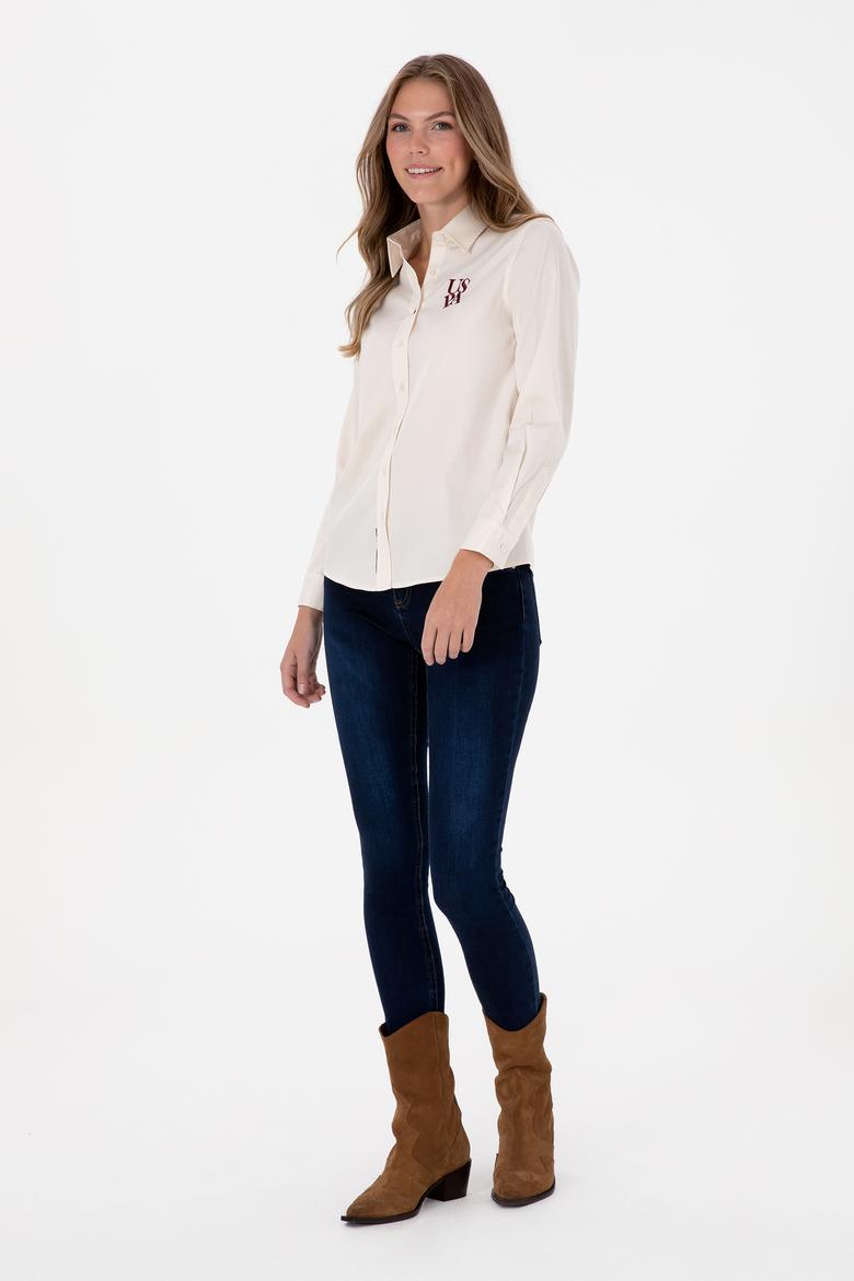 Kadın Krem Uzun Kollu Gömlek - 50308653014