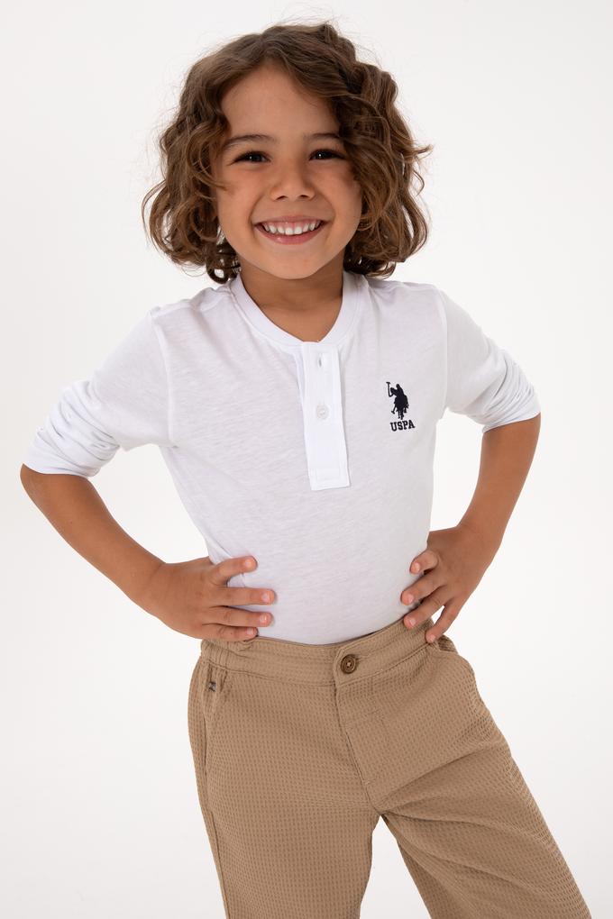 Erkek Çocuk Ekru Bisiklet Yaka Sweatshirt