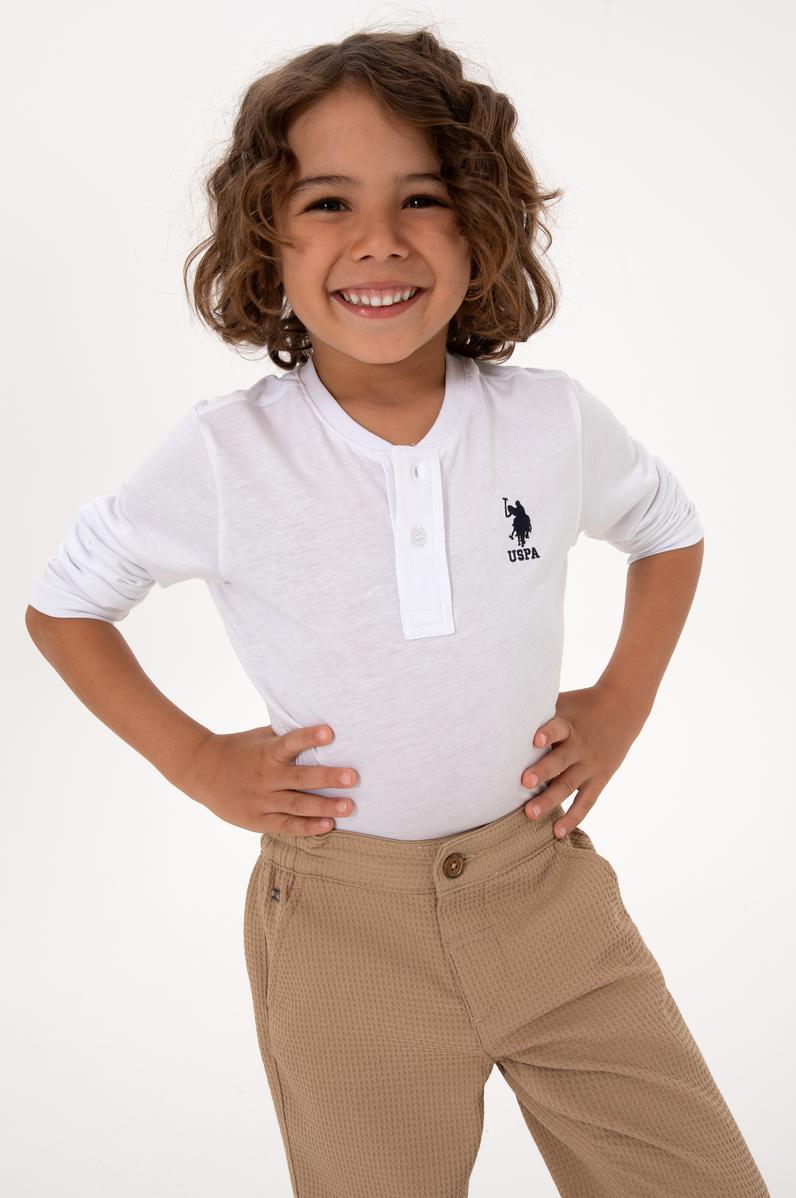 Erkek Çocuk Ekru Bisiklet Yaka Sweatshirt