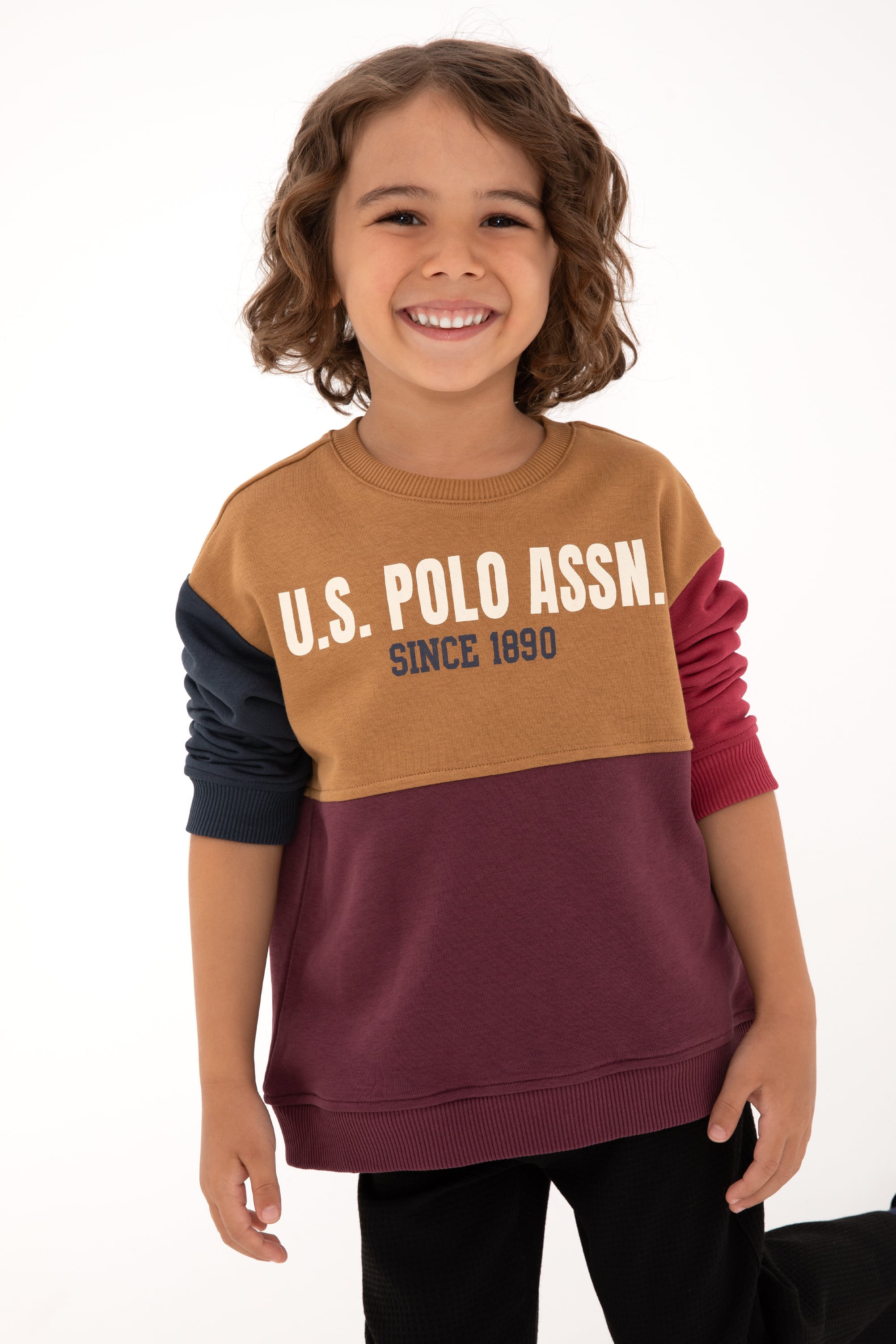 Erkek Çocuk Bordo Bisiklet Yaka Sweatshirt - Image 1