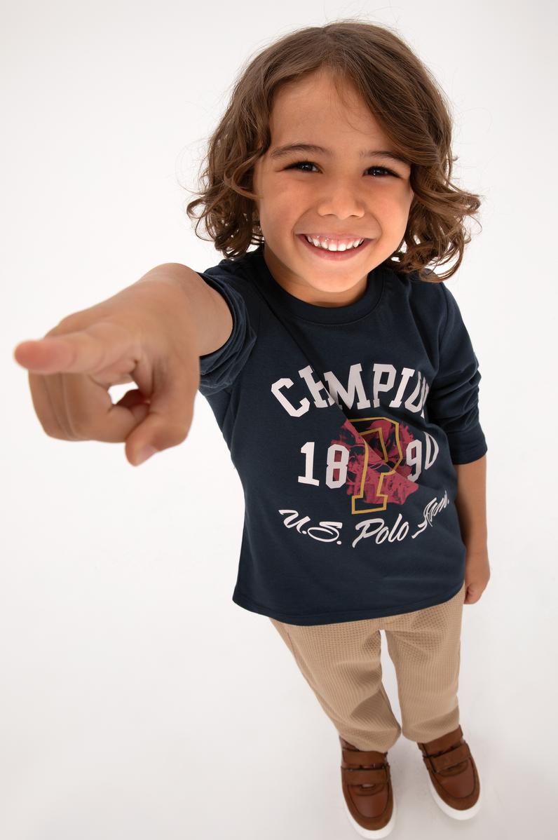 Erkek Çocuk Açık Lacivert Bisiklet Yaka Süprem Sweatshirt