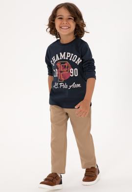 Erkek Çocuk Açık Lacivert Bisiklet Yaka Süprem Sweatshirt - 50316507020