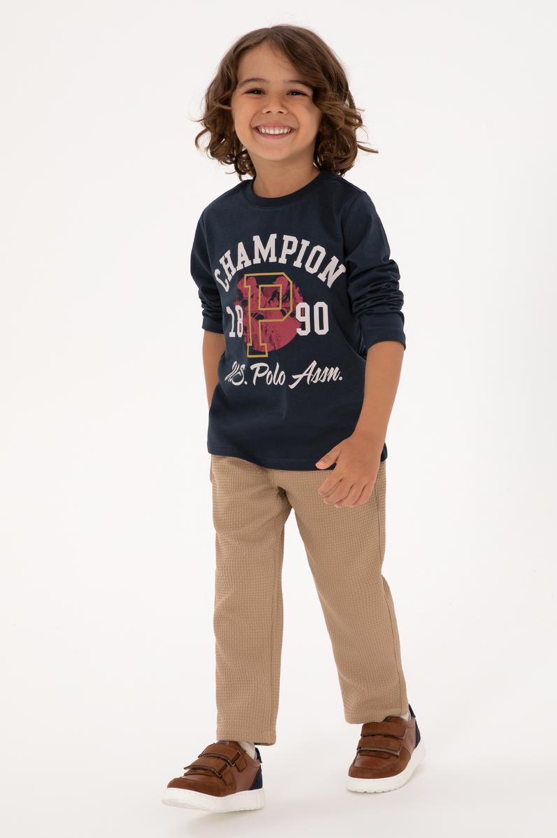 Erkek Çocuk Açık Lacivert Bisiklet Yaka Süprem Sweatshirt