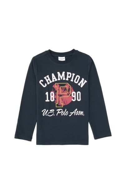 Erkek Çocuk Açık Lacivert Bisiklet Yaka Süprem Sweatshirt