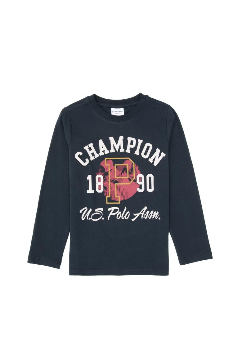 Erkek Çocuk Açık Lacivert Bisiklet Yaka Süprem Sweatshirt - 50316507020