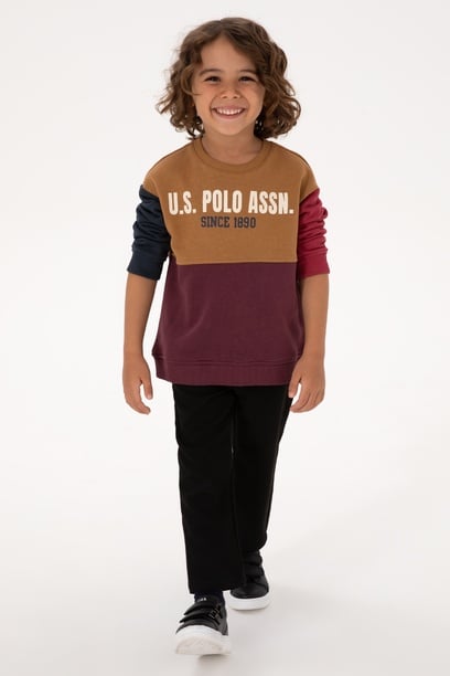 Erkek Çocuk Bordo Bisiklet Yaka Sweatshirt