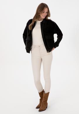 Kadın Siyah Dokuma Mont - 50313095004