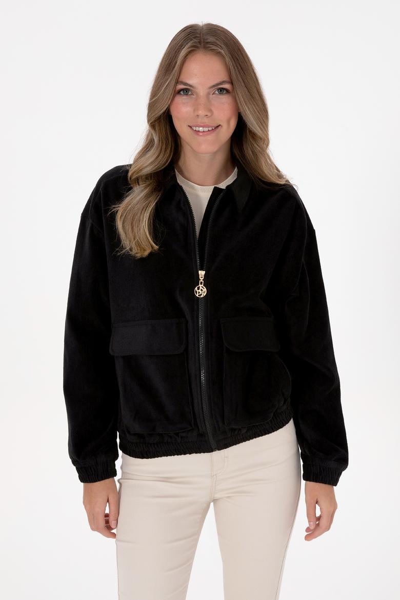 Kadın Siyah Dokuma Mont - 50313095004