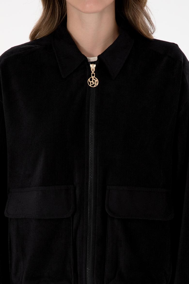 Kadın Siyah Dokuma Mont - 50313095004