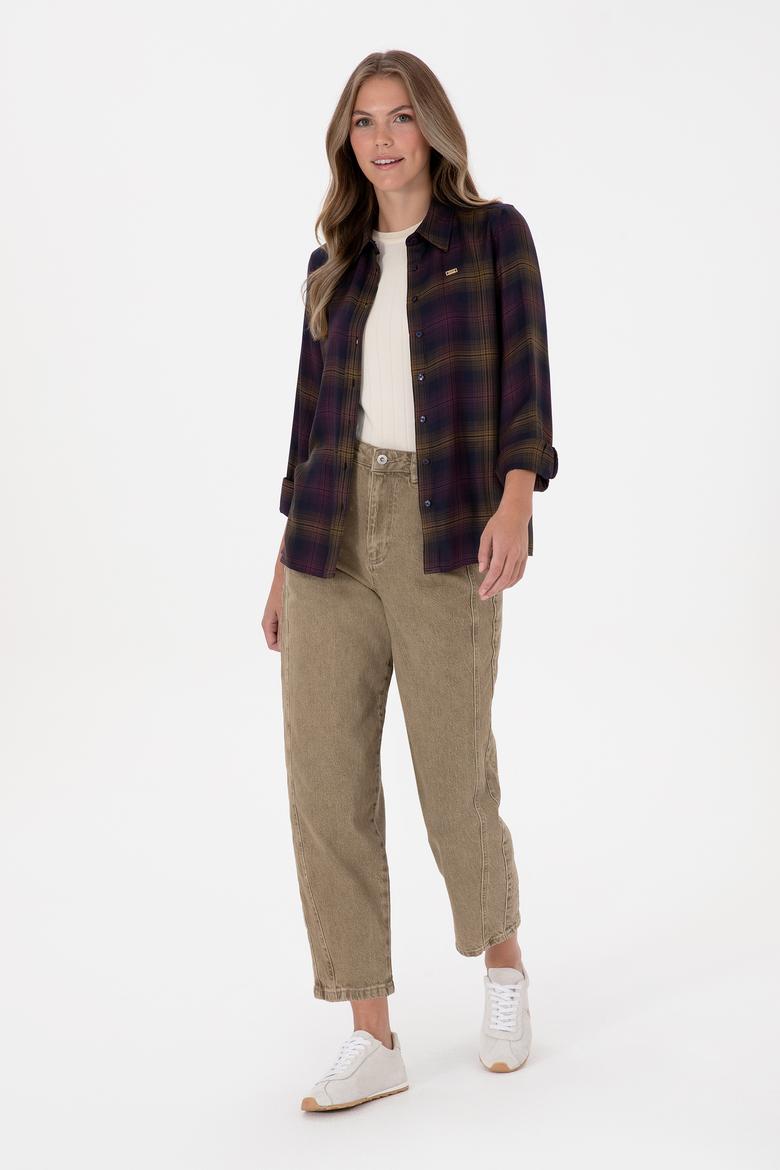 Kadın Mürdüm Uzun Kollu Gömlek - 50309035019