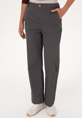 Kadın Antrasit Straight Fit Kanvas Pantolon - 50316895012