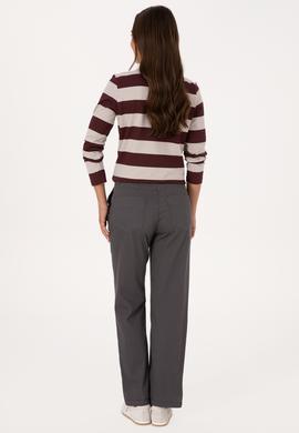 Kadın Antrasit Straight Fit Kanvas Pantolon - 50316895012