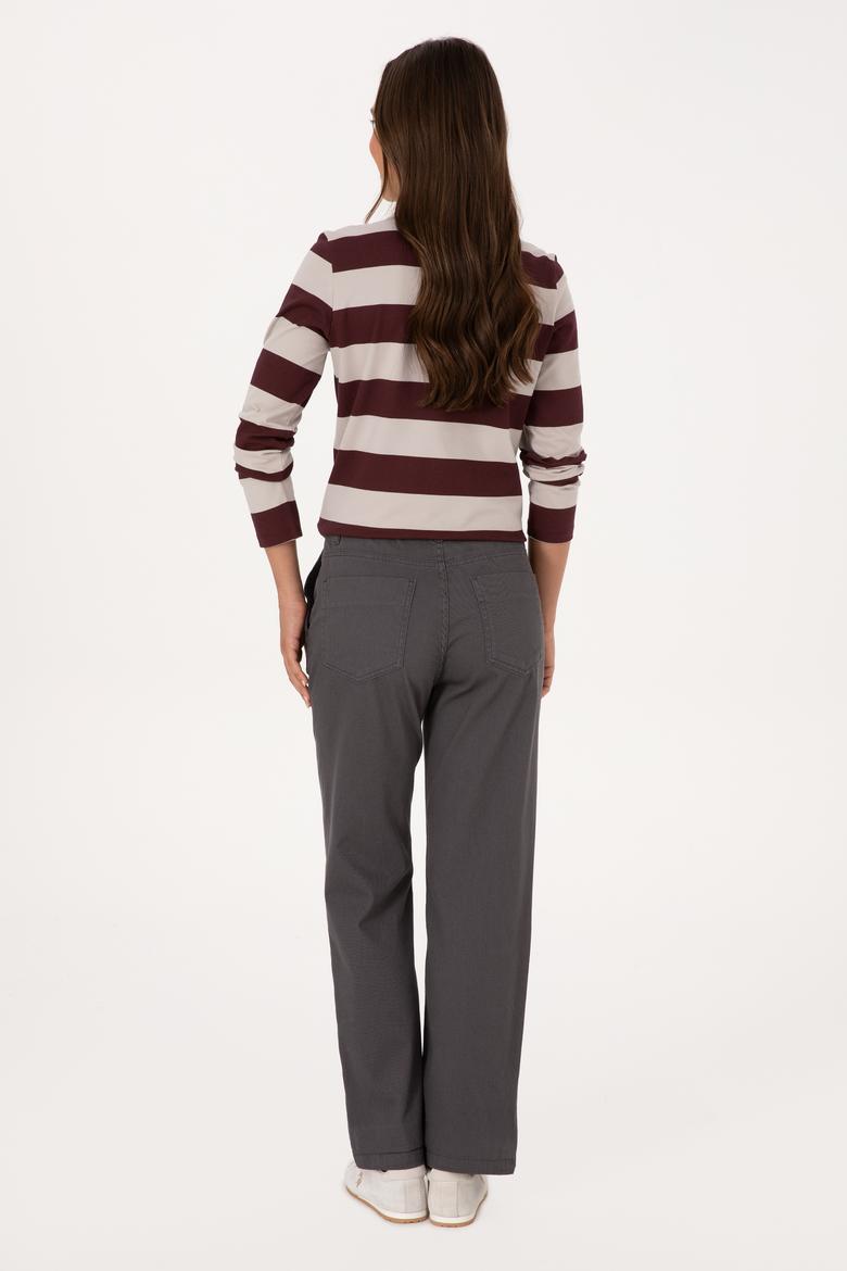 Kadın Antrasit Straight Fit Kanvas Pantolon - 50316895012