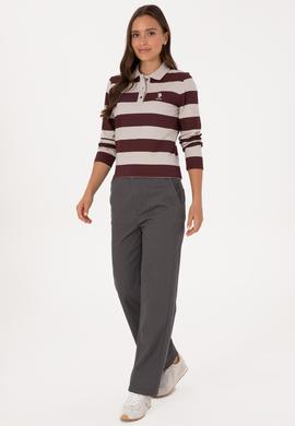 Kadın Antrasit Straight Fit Kanvas Pantolon - 50316895012