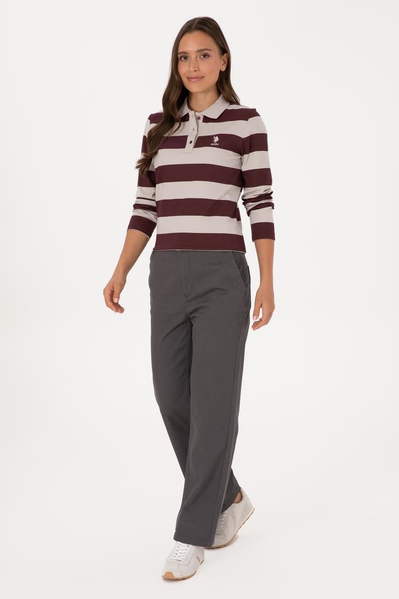 Kadın Antrasit Straight Fit Kanvas Pantolon - 50316895012