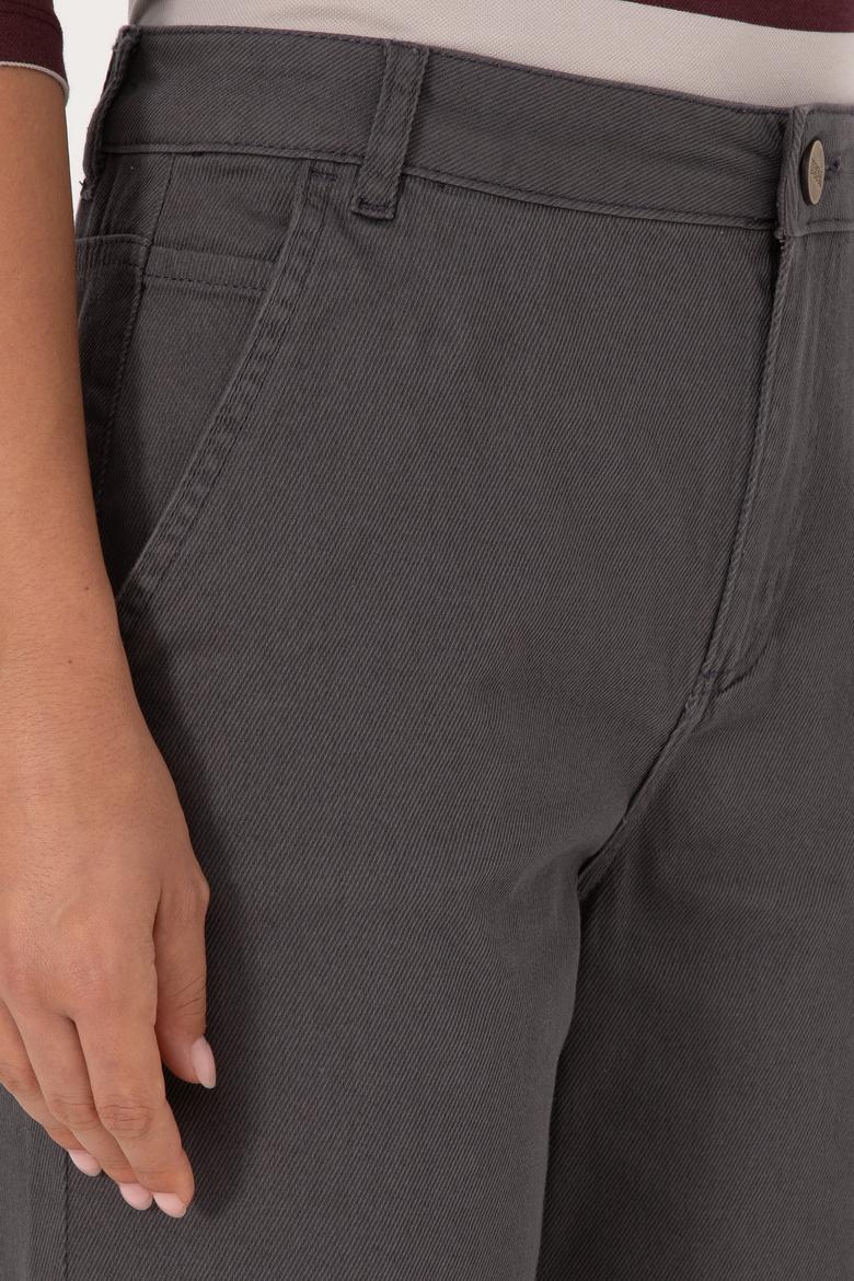 Kadın Antrasit Straight Fit Kanvas Pantolon - 50316895012