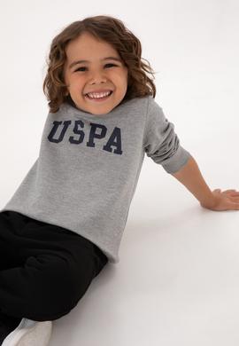 Erkek Çocuk Gri Melanj Bisiklet Yaka Basic Sweatshirt - 50313830030