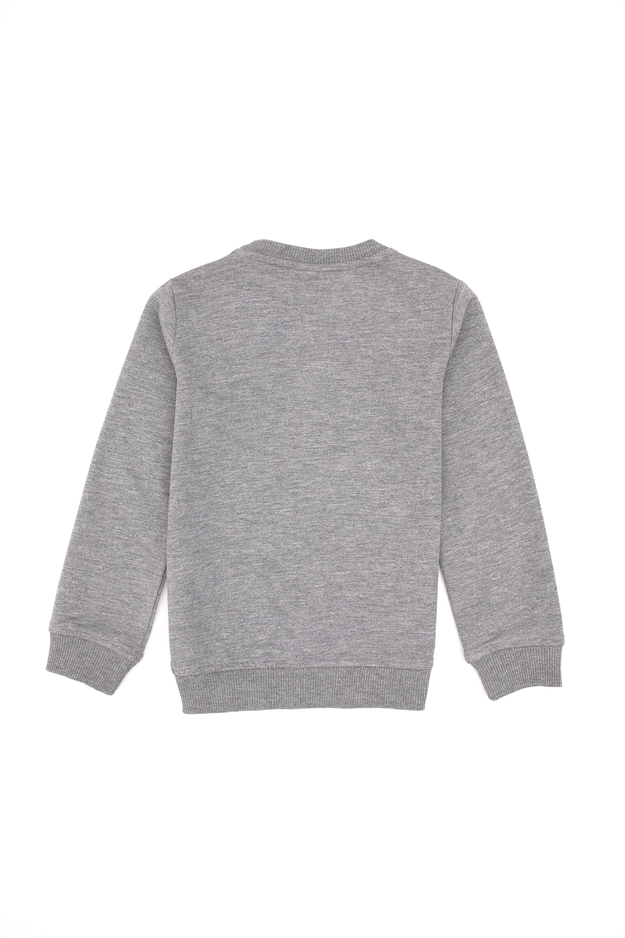 Erkek Çocuk Gri Melanj Bisiklet Yaka Basic Sweatshirt