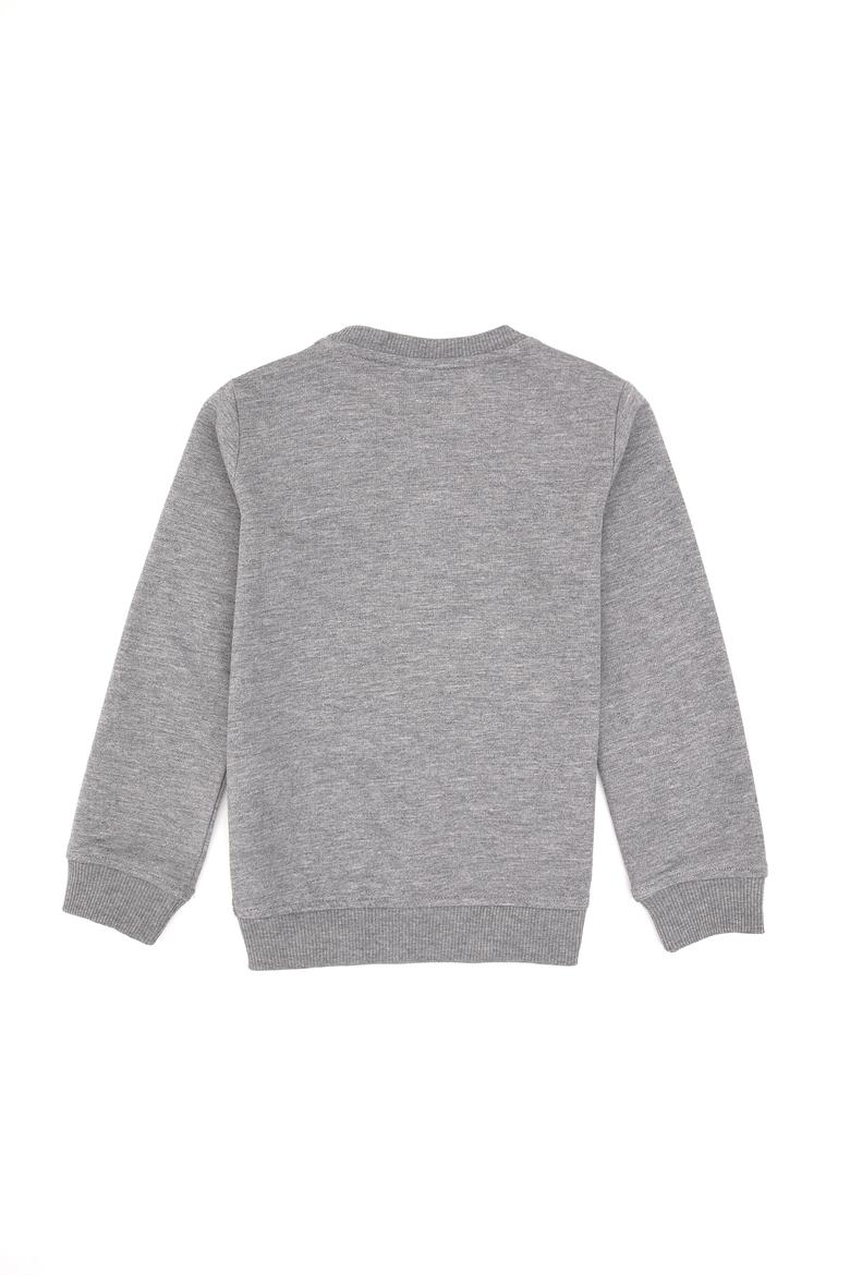 Erkek Çocuk Gri Melanj Bisiklet Yaka Basic Sweatshirt - 50313830030