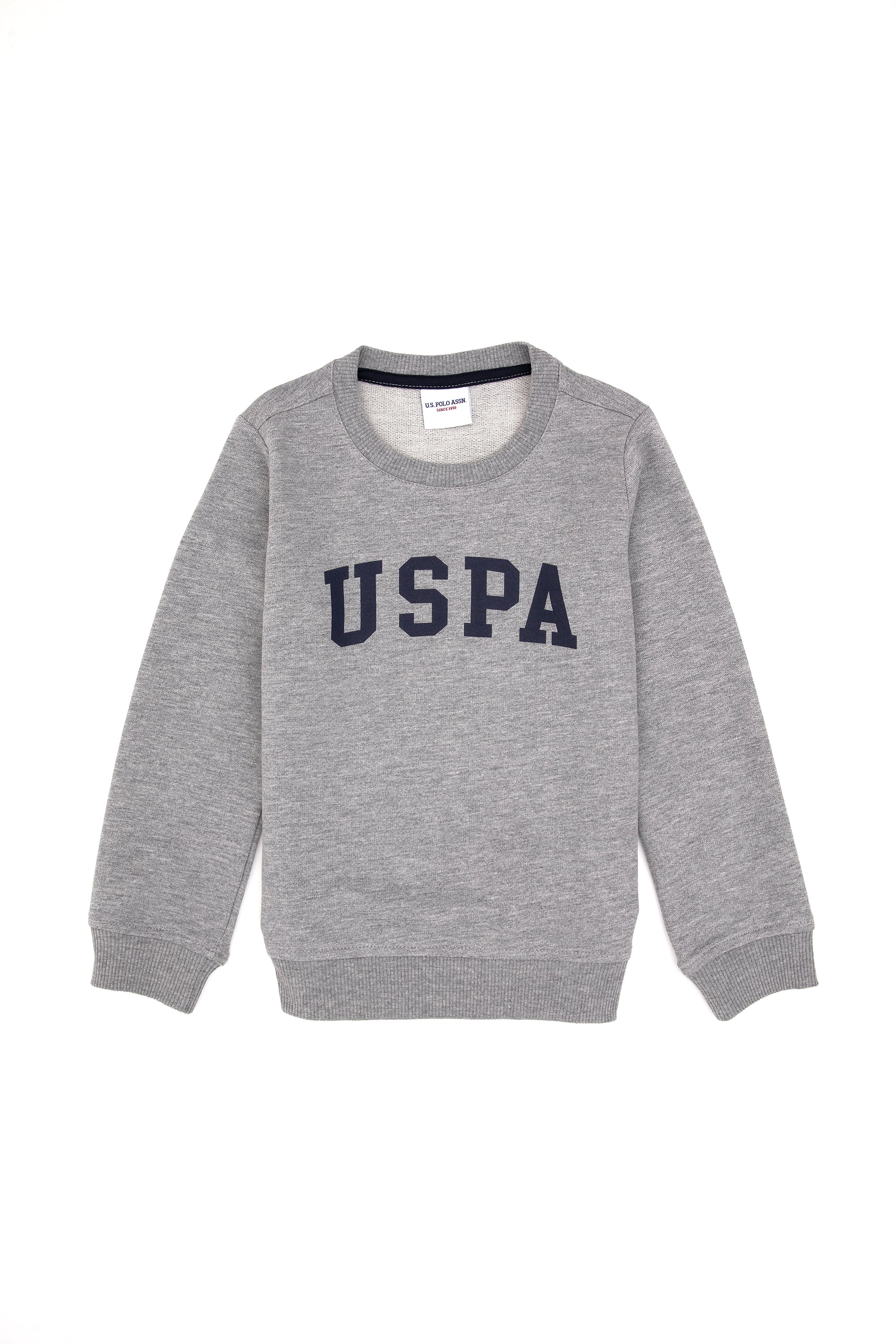 Erkek Çocuk Gri Melanj Bisiklet Yaka Basic Sweatshirt