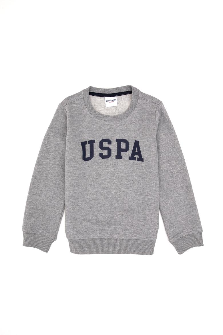 Erkek Çocuk Gri Melanj Bisiklet Yaka Basic Sweatshirt - 50313830030