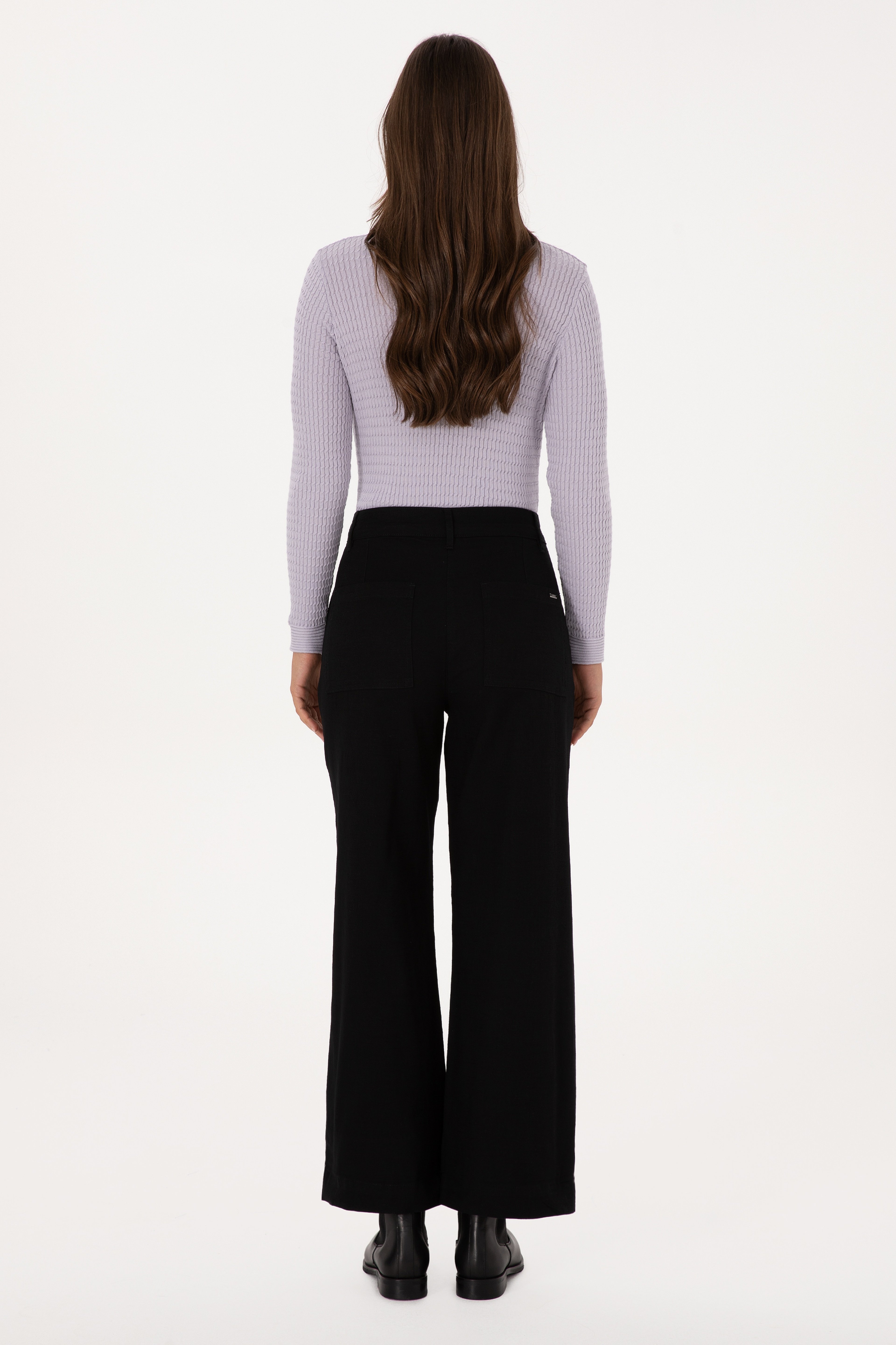 Kadın Siyah Loose Fit Kanvas Pantolon