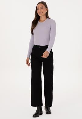 Kadın Siyah Loose Fit Kanvas Pantolon - 50316913004