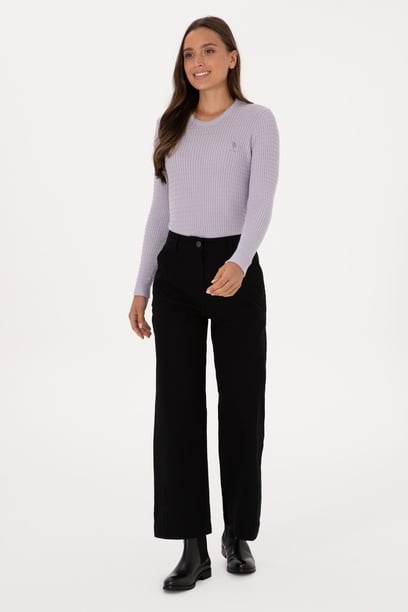 Kadın Siyah Loose Fit Kanvas Pantolon