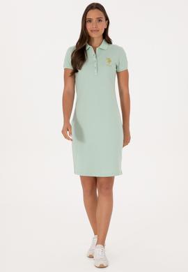 Kadın Su Yeşili Polo Yaka Mini Boy Örme Elbise - 50297457141