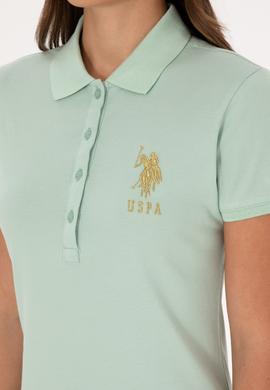 Kadın Su Yeşili Polo Yaka Mini Boy Örme Elbise - 50297457141