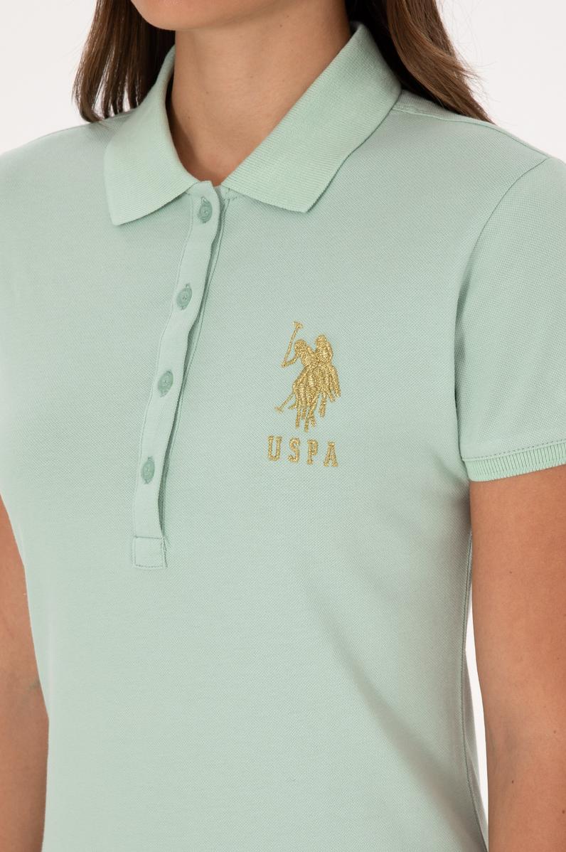 Kadın Su Yeşili Polo Yaka Mini Boy Örme Elbise