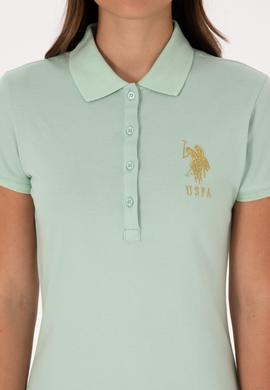 Kadın Su Yeşili Polo Yaka Mini Boy Örme Elbise - 50297457141