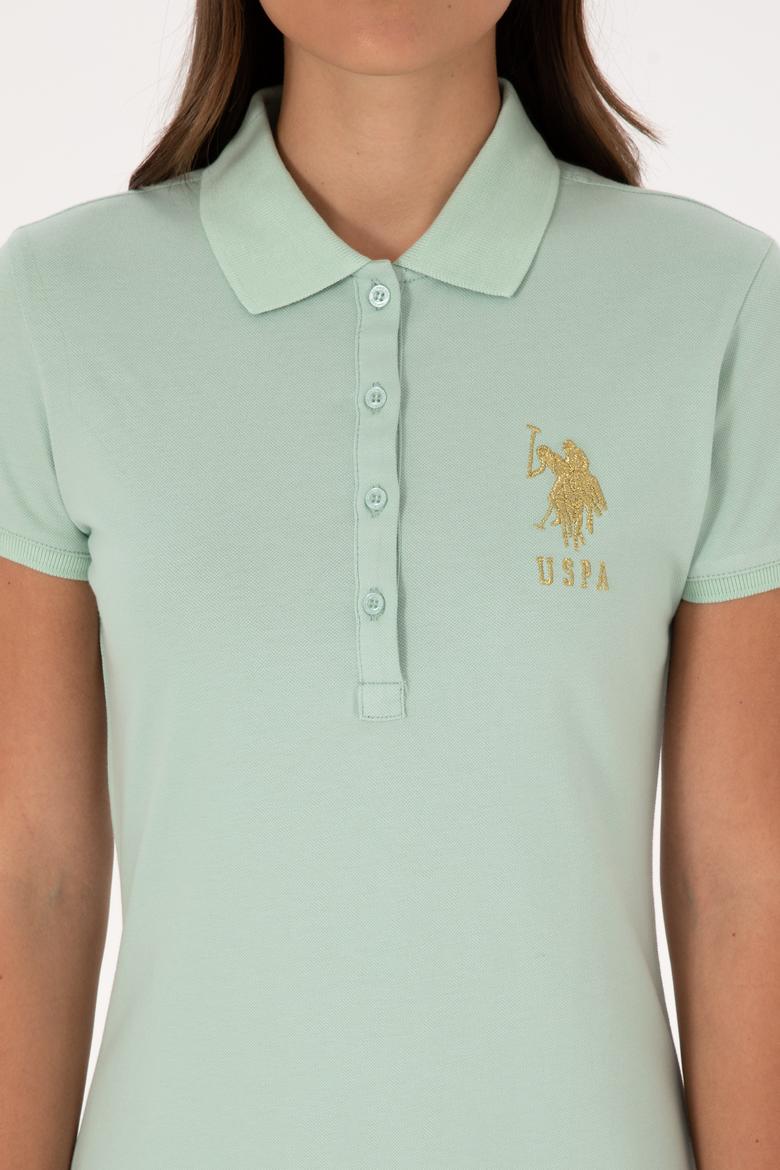 Kadın Su Yeşili Polo Yaka Mini Boy Örme Elbise - 50297457141