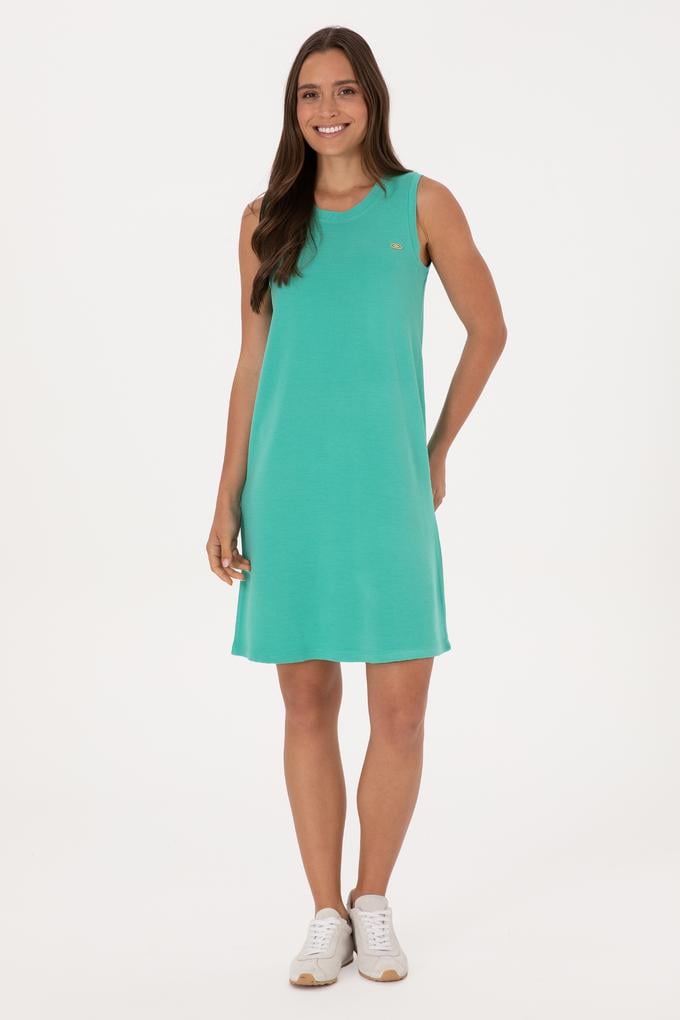 Kadın Mint Kolsuz Mini Boy Örme Elbise