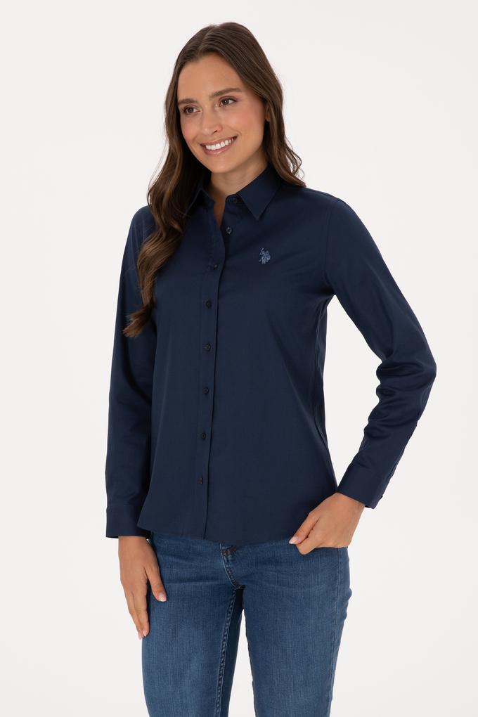 Kadın Lacivert Uzun Kollu Basic Gömlek