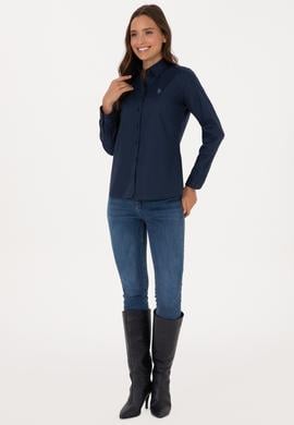 Kadın Lacivert Uzun Kollu Basic Gömlek - 50298113051