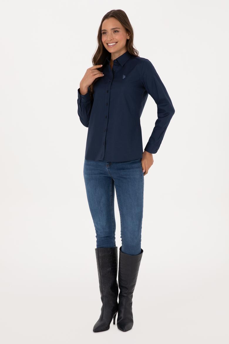 Kadın Lacivert Uzun Kollu Basic Gömlek - 50298113051