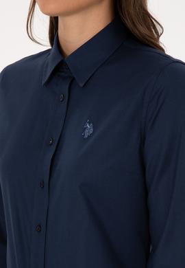 Kadın Lacivert Uzun Kollu Basic Gömlek - 50298113051