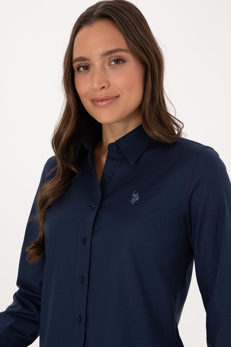 Kadın Lacivert Uzun Kollu Basic Gömlek - 50298113051