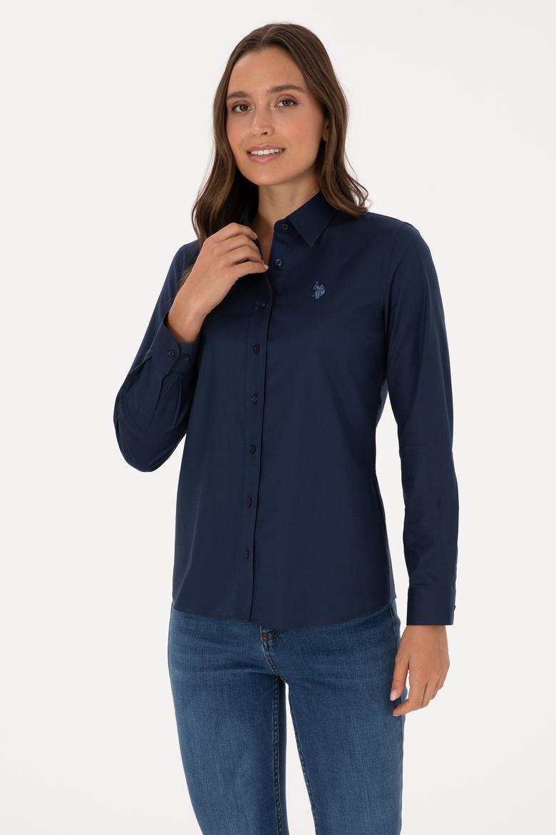 Kadın Lacivert Uzun Kollu Basic Gömlek - 50298113051
