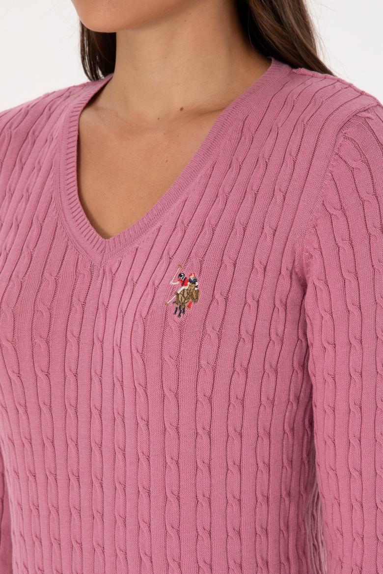 Kadın Pembe Basic Kazak - 50307700073