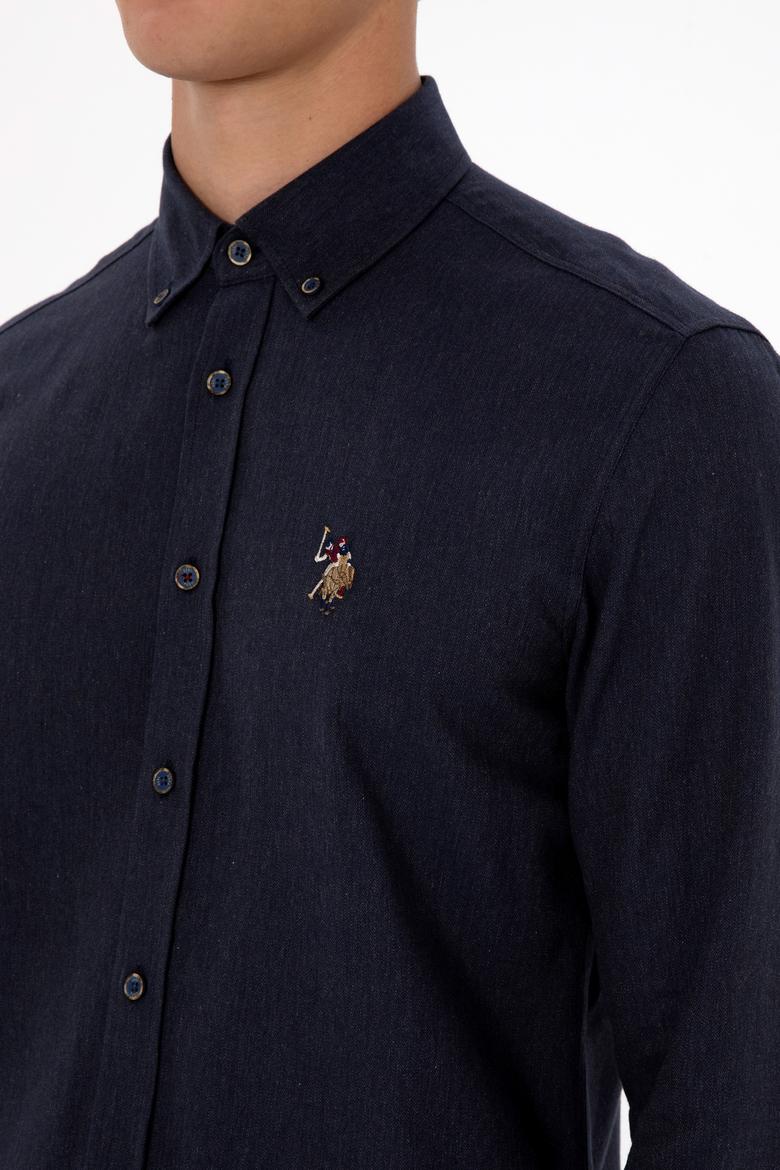 Erkek Lacivert Uzun Kollu Basic Gömlek - 50307686015