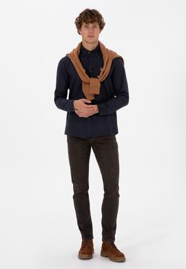 Erkek Lacivert Uzun Kollu Basic Gömlek - 50307686015