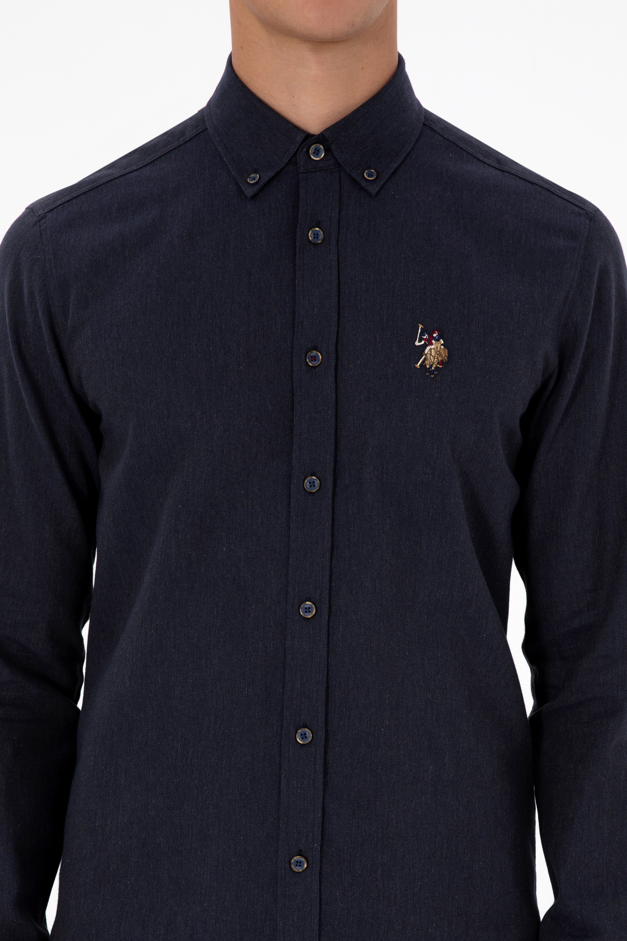 Erkek Lacivert Uzun Kollu Basic Gömlek - 50307686015