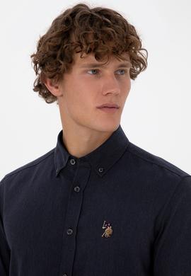 Erkek Lacivert Uzun Kollu Basic Gömlek - 50307686015