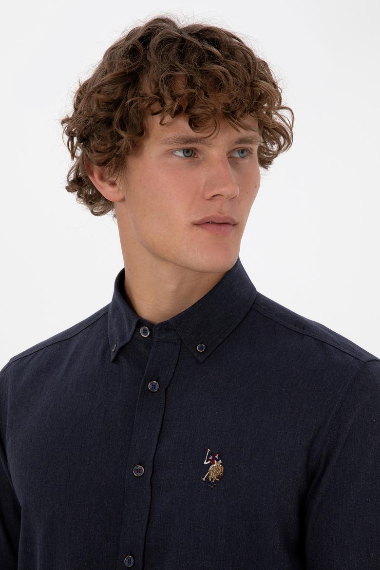 Erkek Lacivert Uzun Kollu Basic Gömlek - 50307686015