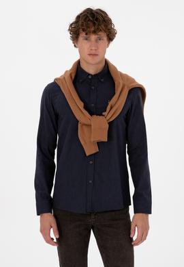 Erkek Lacivert Uzun Kollu Basic Gömlek - 50307686015